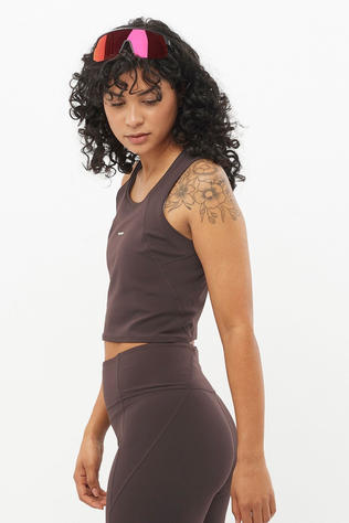 Salomon Womens Shakeout Bliss Tanklet Top Coffee Bean