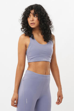 Salomon Womens Shakeout Core Sports Bra  Iron/Blue Granite