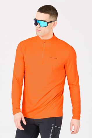 Endurance Mens Armin Midlayer Long Sleeve Top Shocking Orange