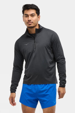Hoka Mens Glidetech Quarter Zip Long Sleeve Top Black