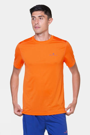 Ronhill Mens Tech T-Shirt Cardinal Orange/Ocean