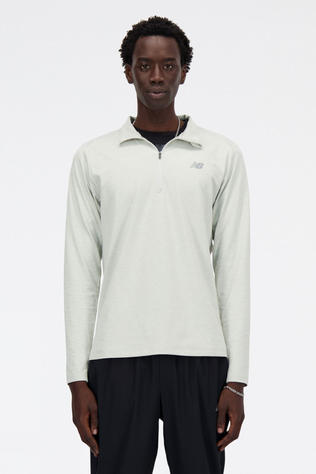 New Balance Mens Space Dye Quarter Zip Top Athletic Grey