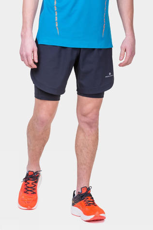 Ronhill Mens Tech 7" Twin Shorts All Black