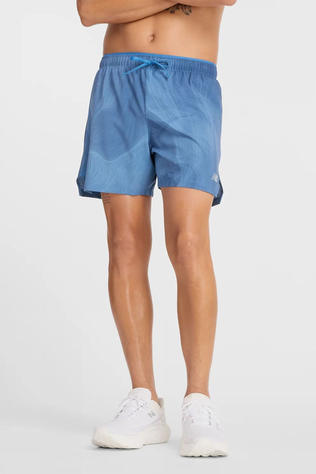 New Balance Mens RC Printed 5" Shorts Blue Agate