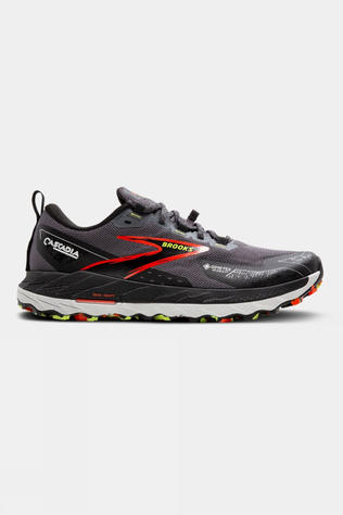 Brooks Mens Cascadia 18 GTX Shoes Blackened Pearl/Black/Tomato