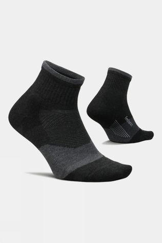 Feetures Unisex Trail Max Cushion Quarter Running Socks Charcoal