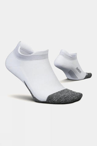 Feetures Unisex Elite Light Cushion No Show Tab Socks White