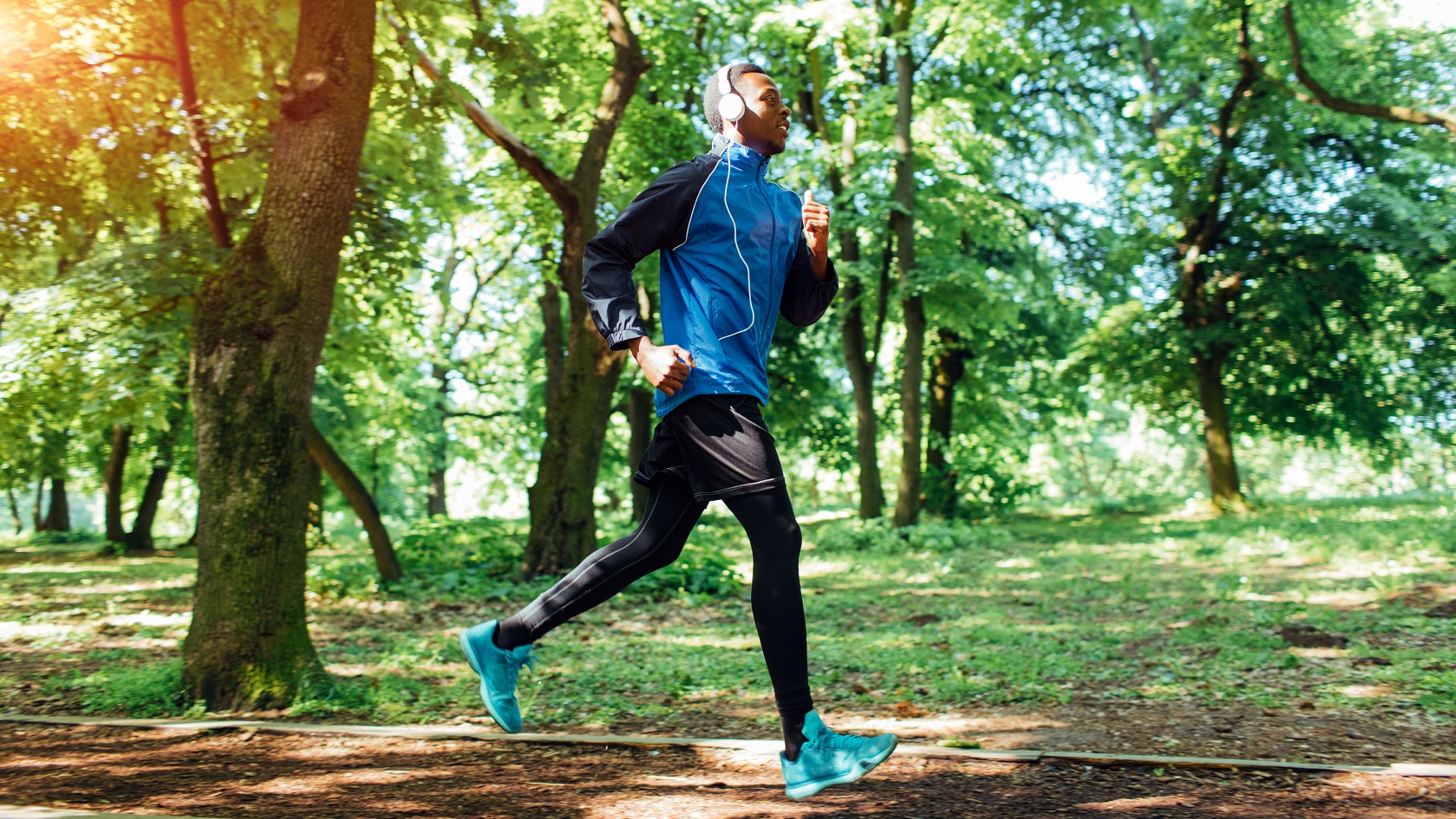 Man running in a park
