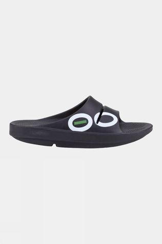 OOFOS OOahh Sport Slides Sandals Black/White