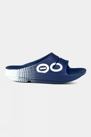 OOFOS OOahh Sport Slides Sandals Navy Matrix