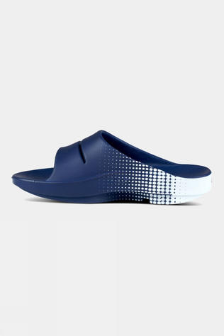 OOFOS OOahh Sport Slides Sandals Navy Matrix